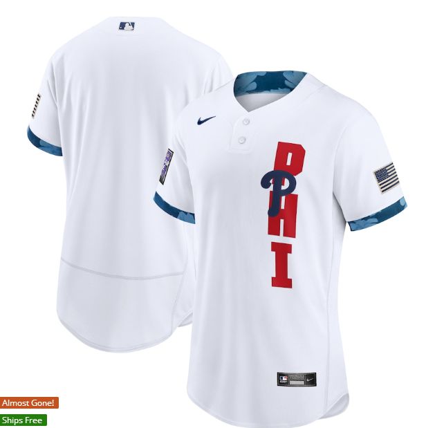 Men Philadelphia Phillies Blank White 2021 All Star Elite Nike MLB Jersey